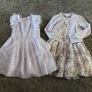 Pippa & Julie: Lilac Tulle Dress wStars & Lilac Floral Dress, Gap Cardigan